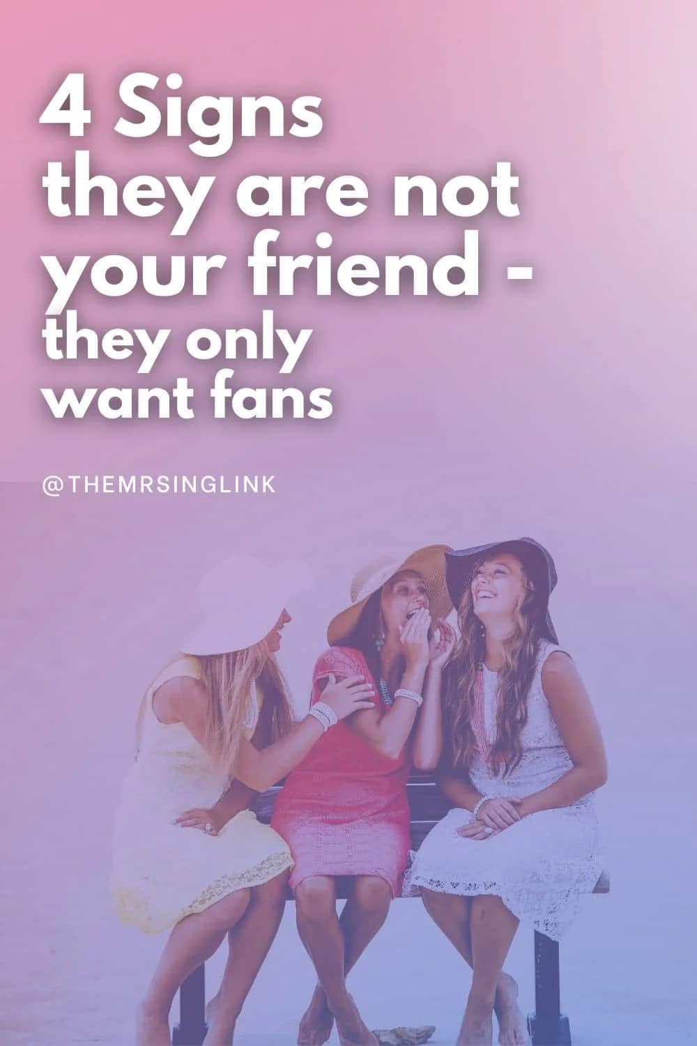 In a culture where our social connections are increasingly or mostly derived from the online world, finding real, true friends is difficult. It has made friendship more complicated, especially in adulthood. What are some signs they are not your friend....because they actually only want *fans*?