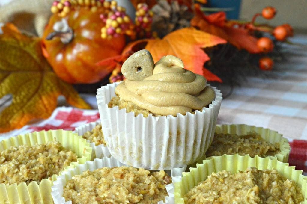 Healthy Birthday Cupcake Recipe For Dogs [With Apple + Squash] | If you're looking for a healthy version of a cupcake (or pupcake) for your furbaby, this recipe is only 6 all-natural ingredients and made in under 20 minutes! Celebrate your dog's birthday right - with doggy cupcakes! #cupcakes #dogrecipes #dogmoms | theMRSingLink
