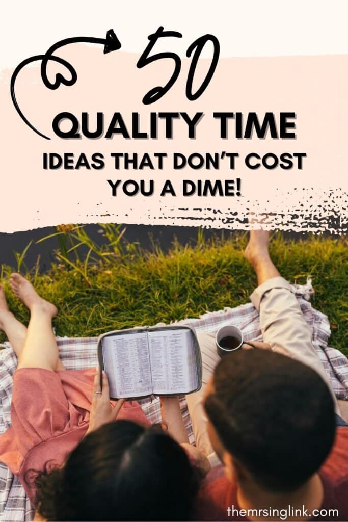 50 Quality time ideas that don't cost you a dime | Whether you're on a budget or simply looking for something to enjoy together - here are 50 quality time ideas for couples that cost absolutely nothing. #dateideas