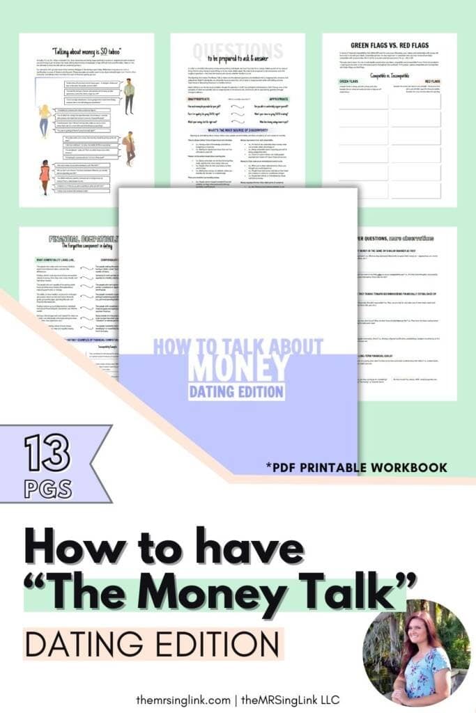 How to have "The Money Talk" - Dating Edition | PDF Printable Workbook Guide for discussing the finances early on in dating | Created by theMRSingLink LLC #dating #printable #etsy #downloadable #finances #financeguide