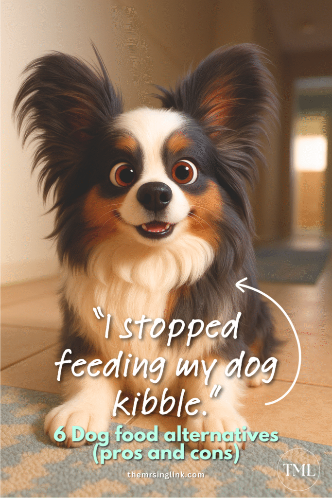 I'm sharing my story on why I stopped feeding my dog kibble, 6 dog food alternatives to kibble and their pros and cons. #dogfood #petfood #pethealth