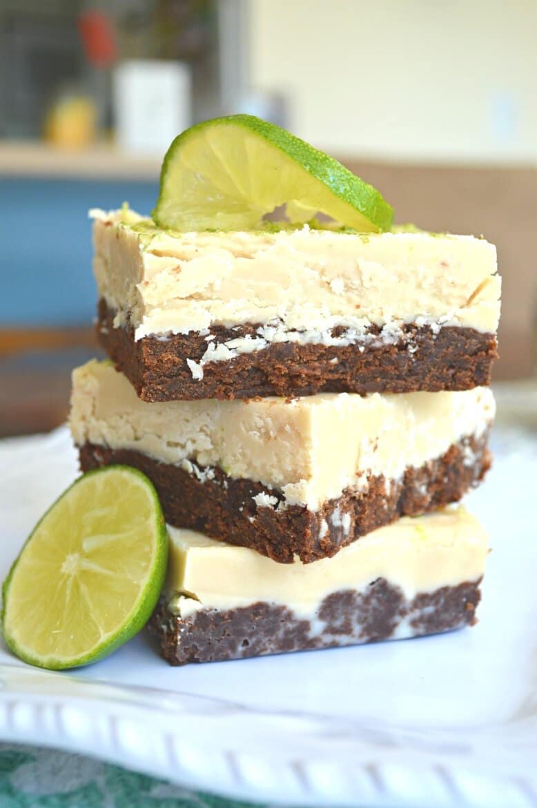 Chocolate Key Lime Fudge Bars | For the chocolate lovers out there, this one's also for you. Are they a brownie? Could be. Or is it cake-like? I won't disagree. But it's also fudge? You're getting warmer. But its like Key Lime Pie, right? More or less.